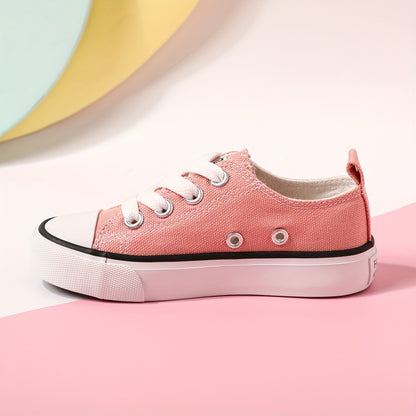 Patpat Girl's Trendy Low Top Skate Shoes, Comfy Non Slip Breathable Casual Sneakers For Kids Outdoor Activities