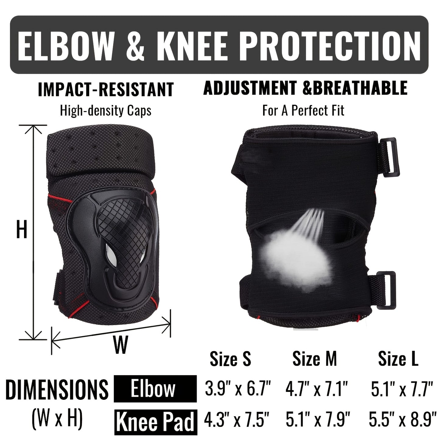 6-in-1 Protective Gear Set For Skateboarding, Cycling, And More - Knee Pads, Elbow Pads, And Wrist Guards For Ultimate Safety
