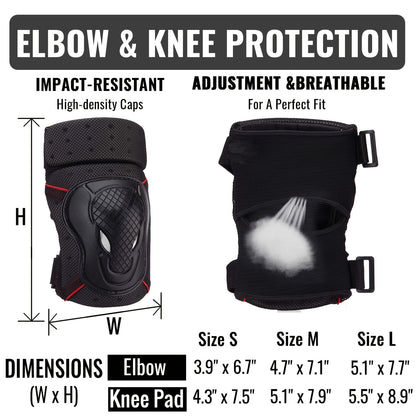 6-in-1 Protective Gear Set For Skateboarding, Cycling, And More - Knee Pads, Elbow Pads, And Wrist Guards For Ultimate Safety