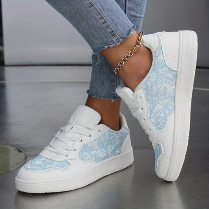 Girl's Trendy Skate Shoes, Lace Up Comfy Non Slip Stree Style Sneakers For All Seasons Outdoor Workout Activities