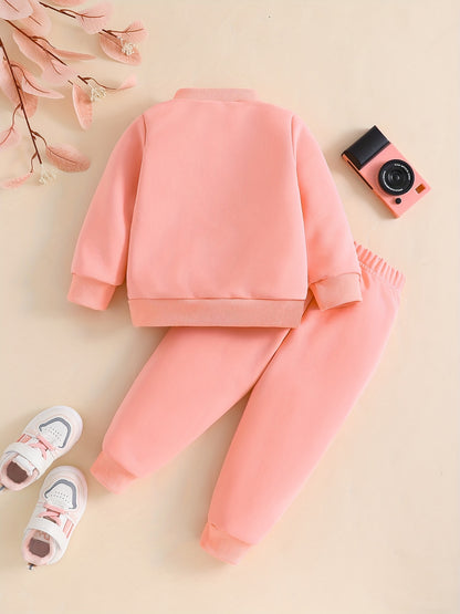 Toddler Girls 2-piece Set Pullover Sweatshirt & Elastic Waist Sweatpants Cartoon Skateboard Bear Print Casual Outfits For Autumn / Spring