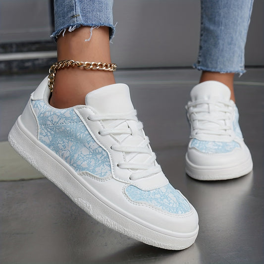 Girl's Trendy Skate Shoes, Lace Up Comfy Non Slip Stree Style Sneakers For All Seasons Outdoor Workout Activities