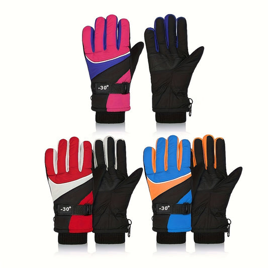 Kids' Waterproof snowboardin Gloves - Windproof & Warm for Ages 6-8