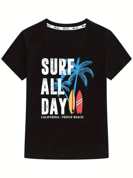 Kids Surf Graphic T-Shirt | Cotton Blend | All-Season | Boys & Girls Clothes